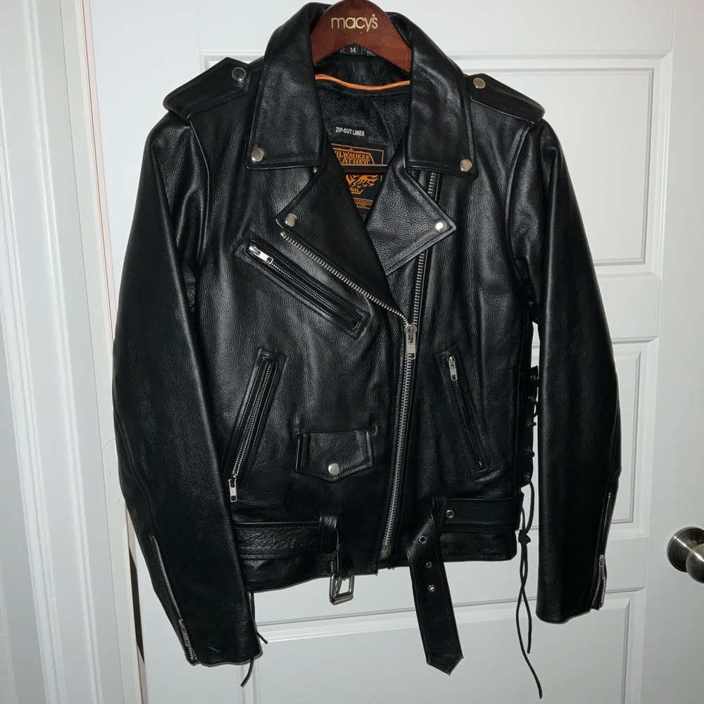 Women's Black Leather Biker Jacket